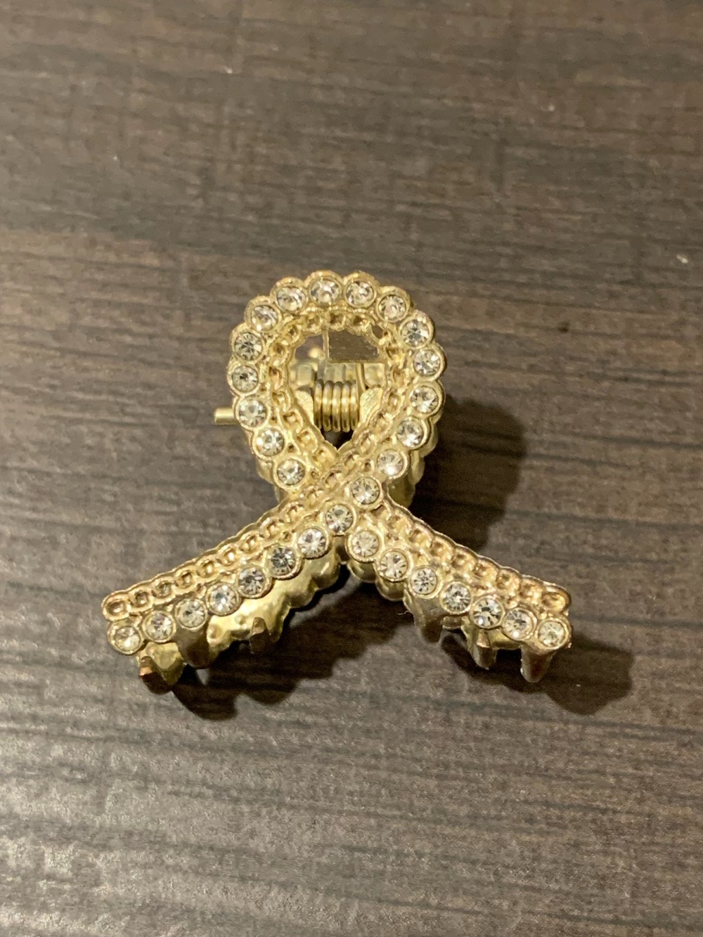 Gold Crystal Ribbon Hair Clip - Women Jewelry